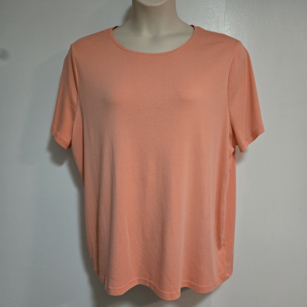 Talbots Plus Size‎ 3X Salmon Orange Round Neck 100% Cotton Short Sleeve Tee